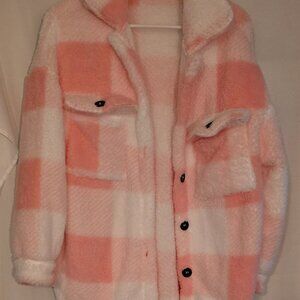 Classic Comfy Long Sleeve Plaid Pattern Jacket, Medium